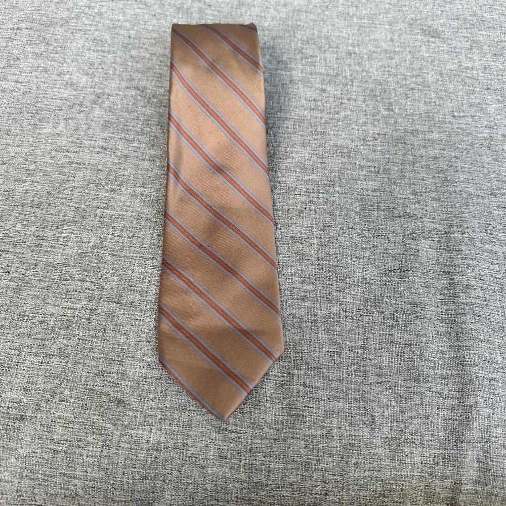 Vintage Tie Woodmere Mens Necktie Beige Tan Orange Blue Diagonal